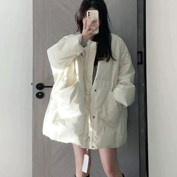 羽绒衣米白色棉服女款2024年冬季新款韩版宽松大版时尚棉袄保暖