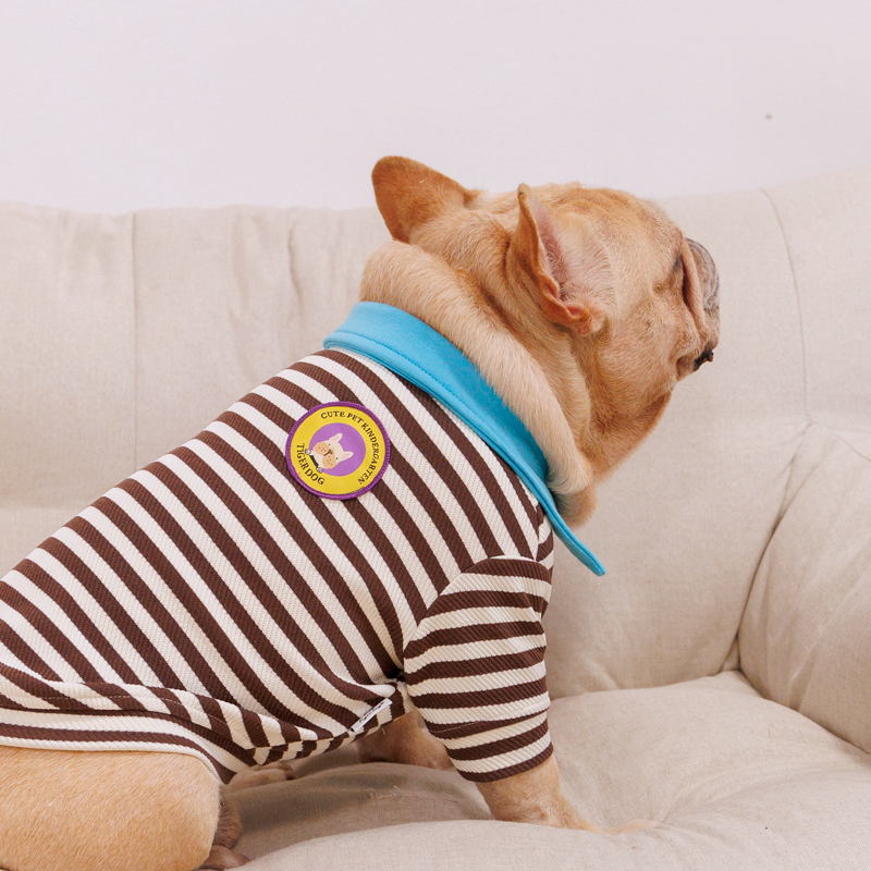 Tigerdog宠物小狗法斗巴哥柴犬柯基秋冬条纹棉校服风polo衣服服装