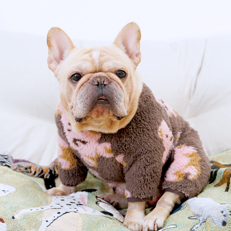 Tigerdog狗狗法斗巴哥可爱卡通双面绒四脚衣居家服保暖宠物衣服装