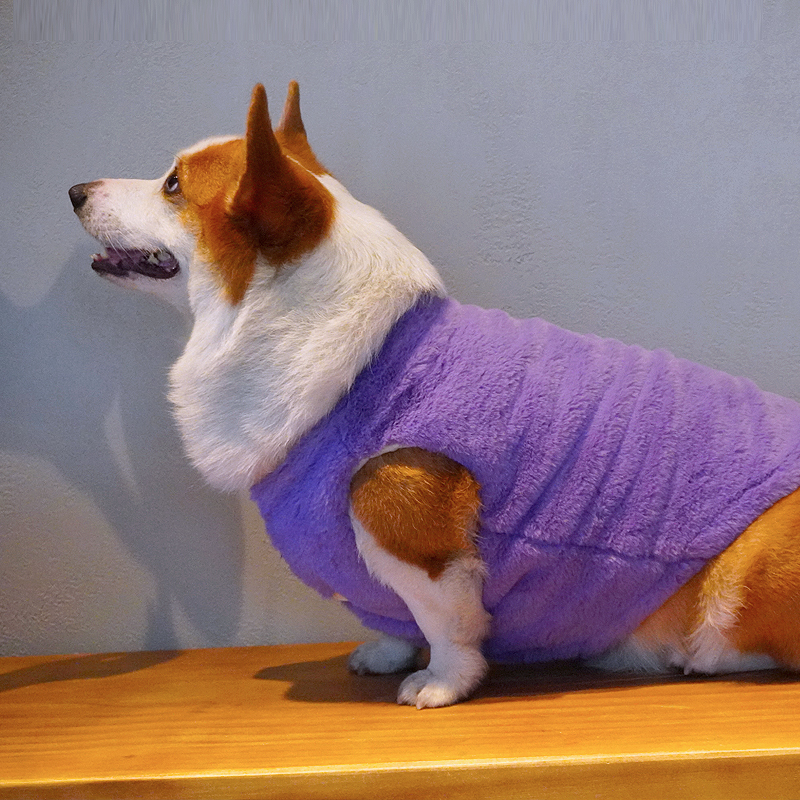 Tigerdog柯基柴犬中型犬秋冬加绒加厚兔毛绒马甲坎肩宠物衣服装