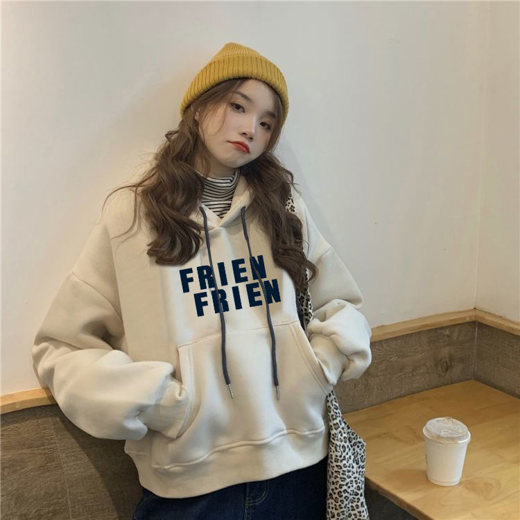 秋冬季新款韩版小个子150学生宽松加绒加厚外套短款卫衣女潮