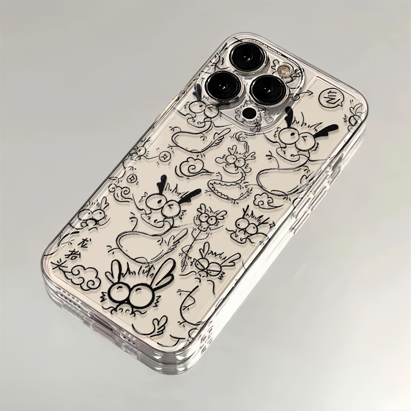 线条龙年苹果iPhone15/14promax手机壳13太空12软11/XR/7P8/6新年