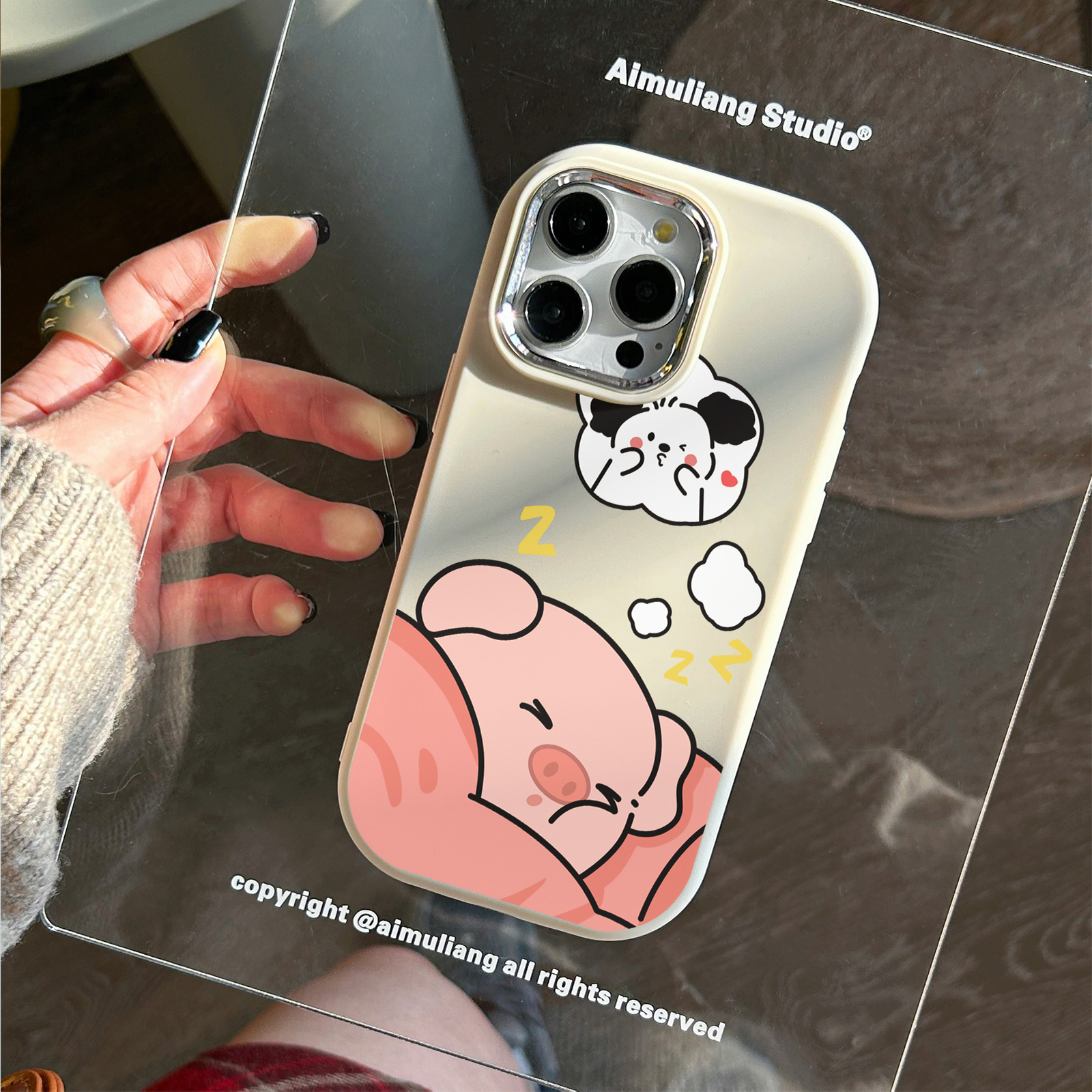 睡觉小猪苹果15手机壳iPhone14promax新8/7plus软12/13/xr/11卡通