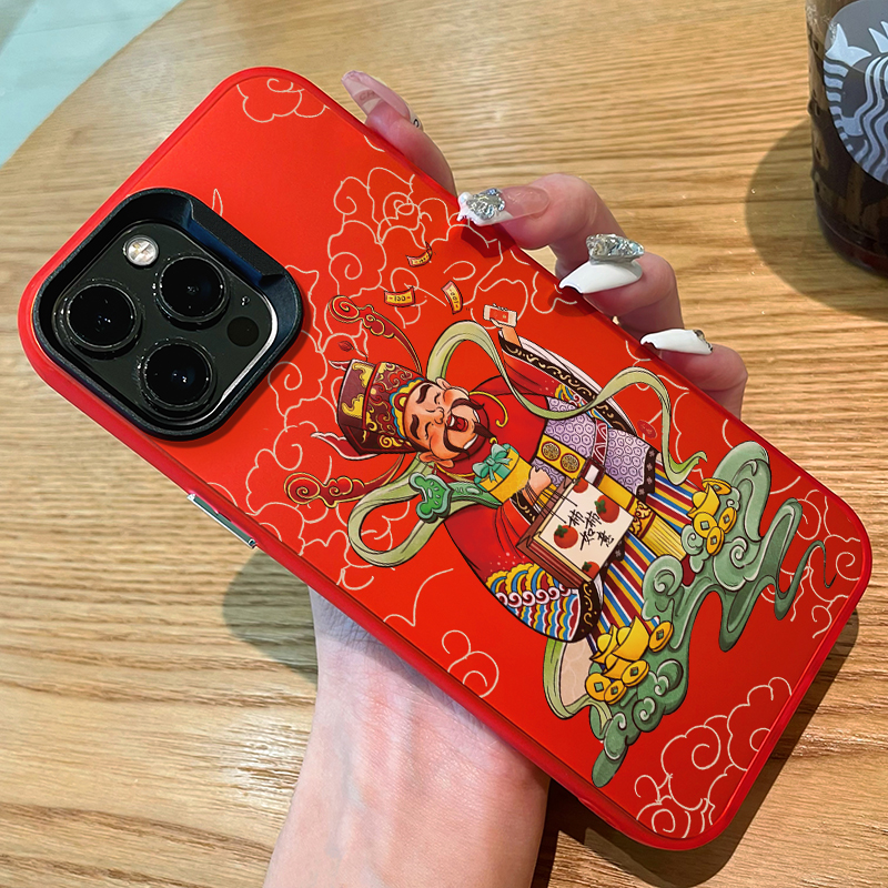 如意财神苹果15手机壳14plus新年7/8卡通iPhone13promax/12/11/xr