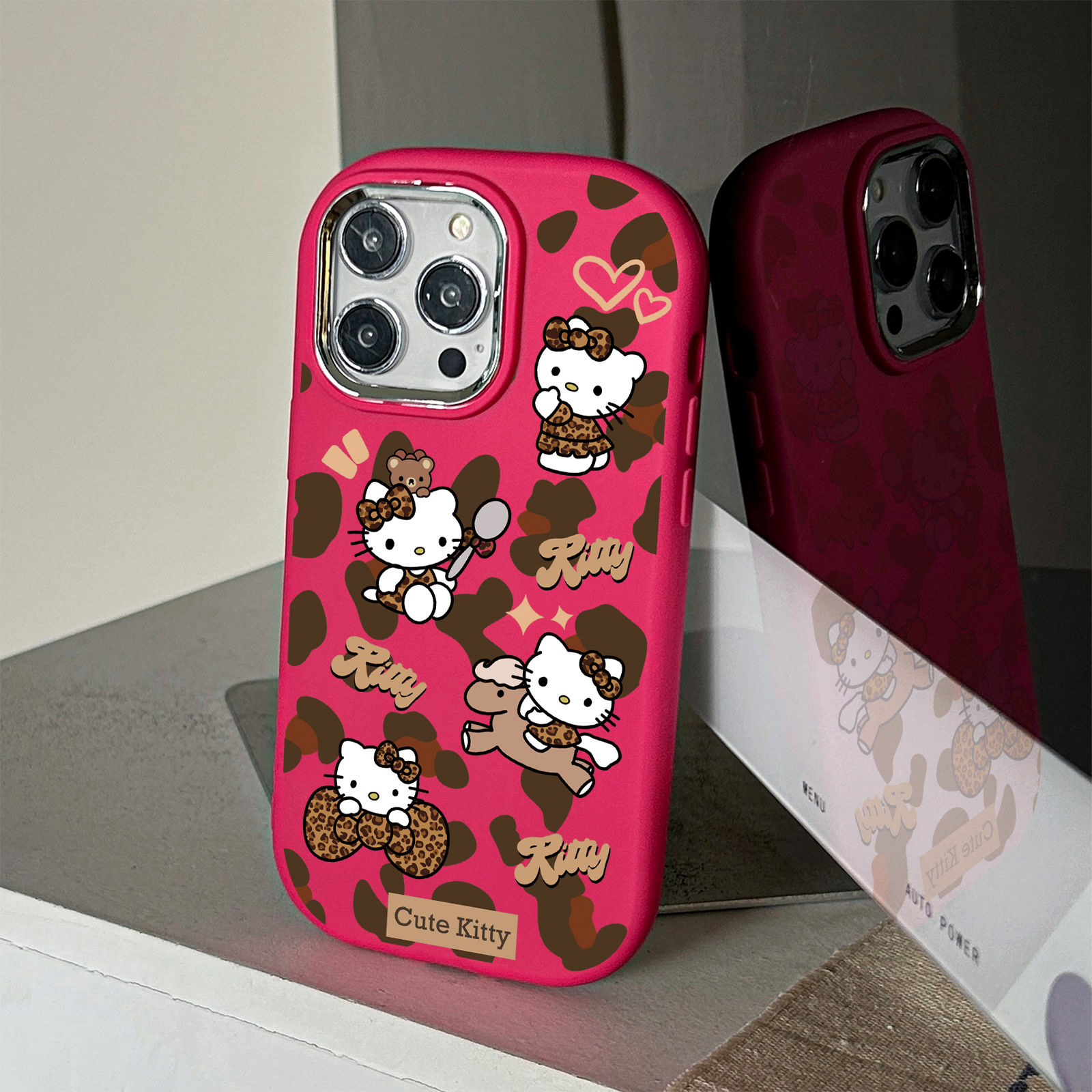 豹纹KT猫苹果15promax手机壳iPhone14新8/7plus软12/13/xr/11卡通