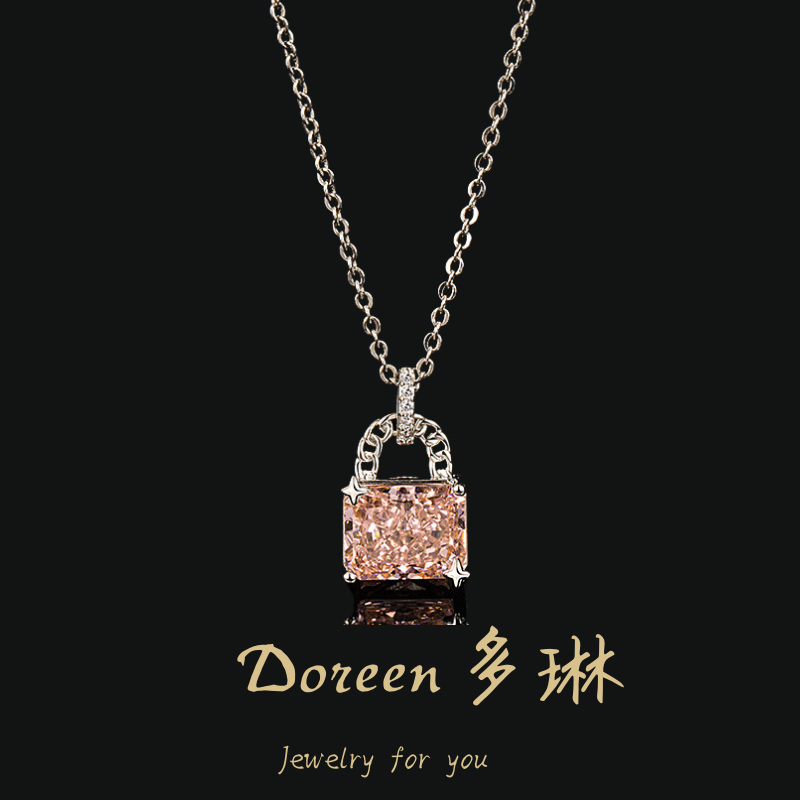 铜合金项链 帕橙粉小锁项链XS1160