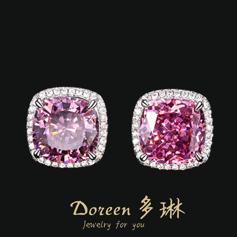 铜合金耳饰 干枯玫瑰色方糖耳钉NC734