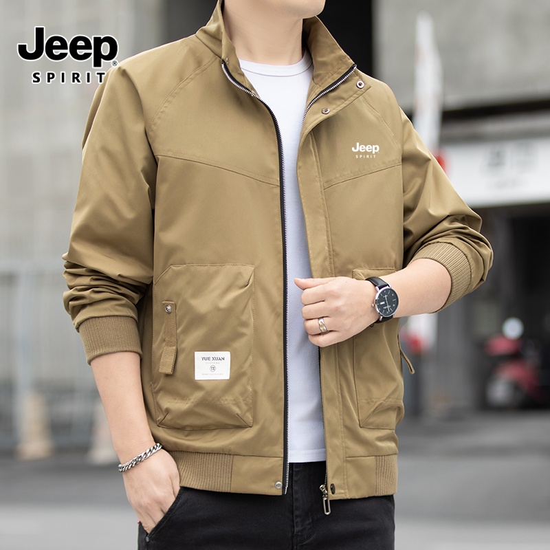 JEEP吉普大码夹克男士春秋休闲男外套立领夹克休闲上衣宽松外套