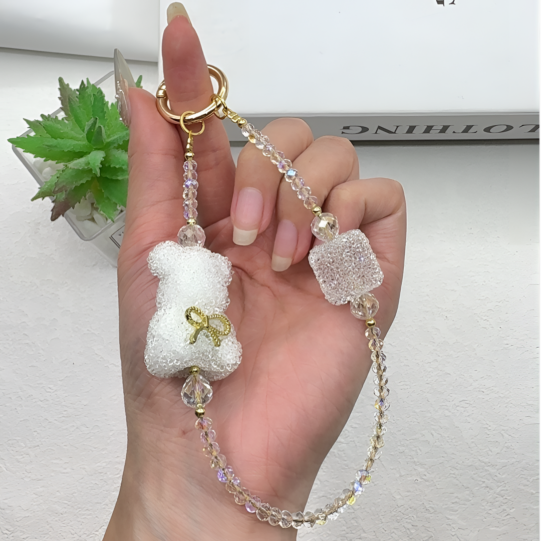 方糖手工设计手机链女款精致挂件小熊挂绳手腕绳防丢挂饰包包挂链