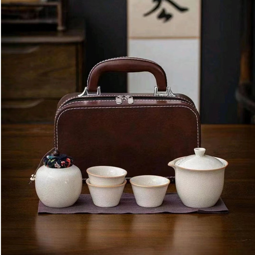 汝窑冰花皮盒旅行套组