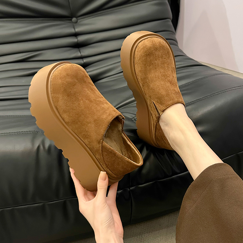 厚底增高勃肯鞋女鞋2025新款秋冬雪地靴乐福鞋加绒保暖博肯二棉鞋