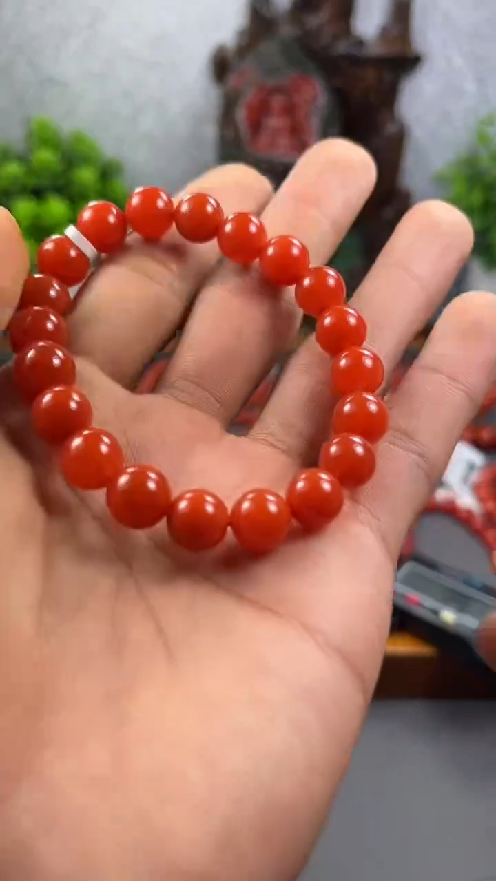 【闪购商品】南红玛瑙手串未镶嵌原矿无优化滴水洞8mm-9mm单圈