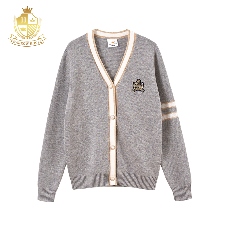 Harrow House女童毛衣开衫2024新款秋装外套经典学院风开襟针织衫