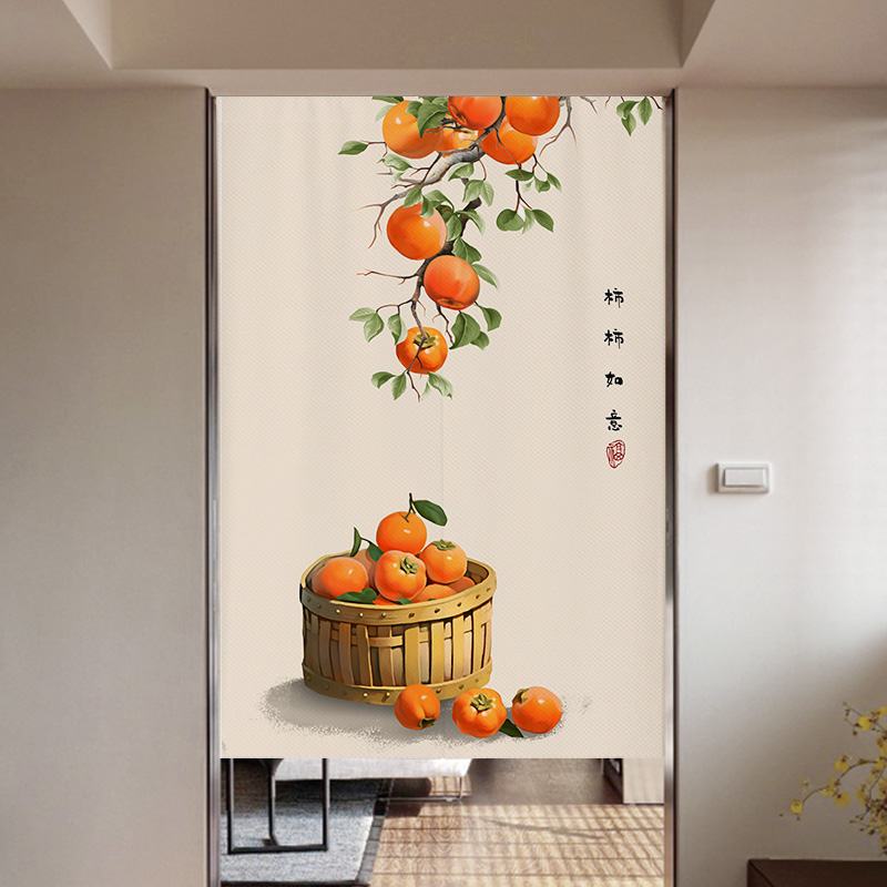 中式门帘隔断帘入户家用室内半截布帘大门卧室半帘布艺隔断帘子