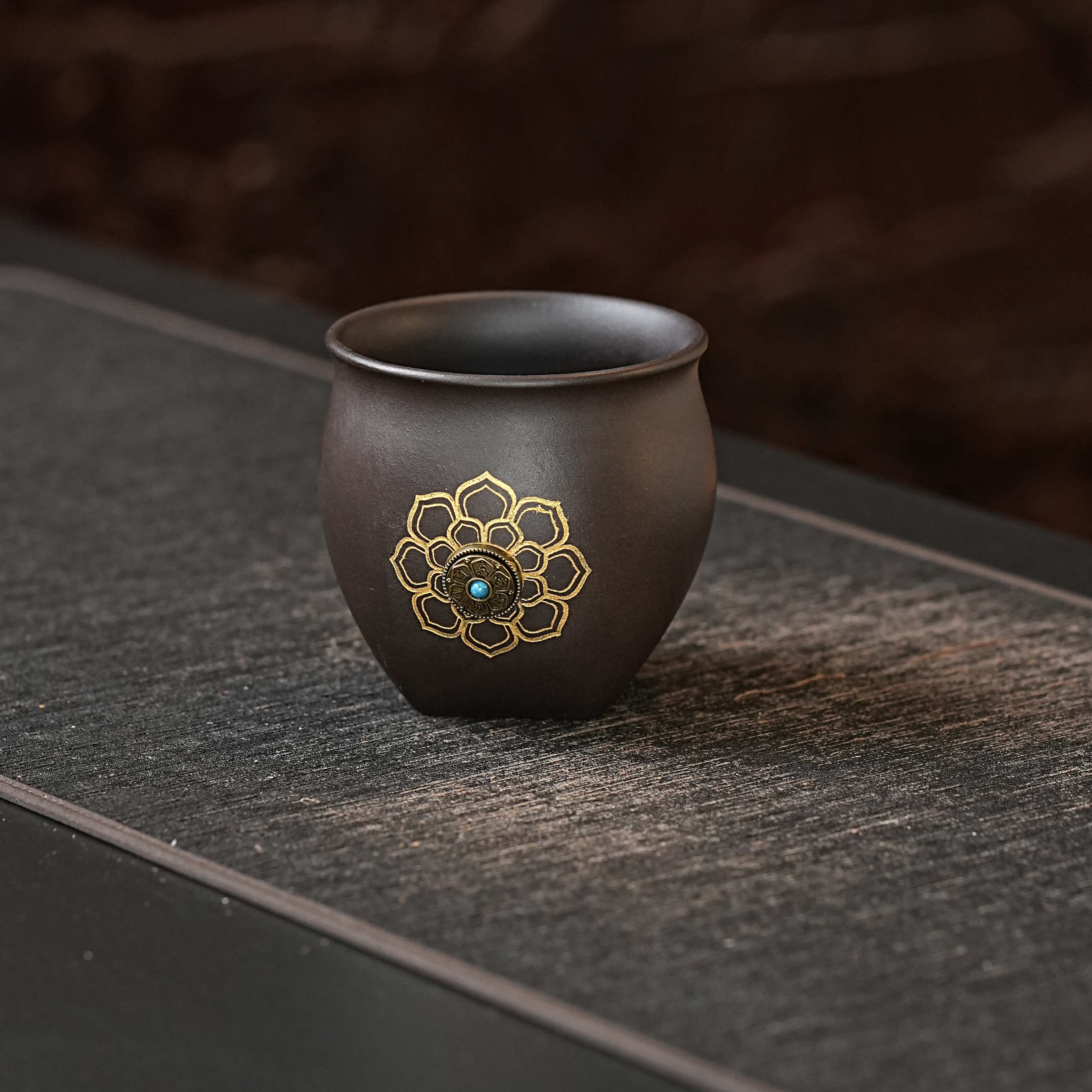 茶杯宜兴原矿石黄手工刻绘紫砂主人杯时来运转