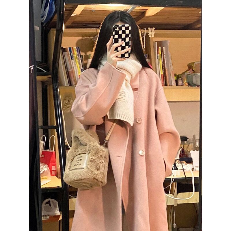 羽绒服内胆毛呢大衣女中长款2023年新款韩版加绒加厚高级感外套女