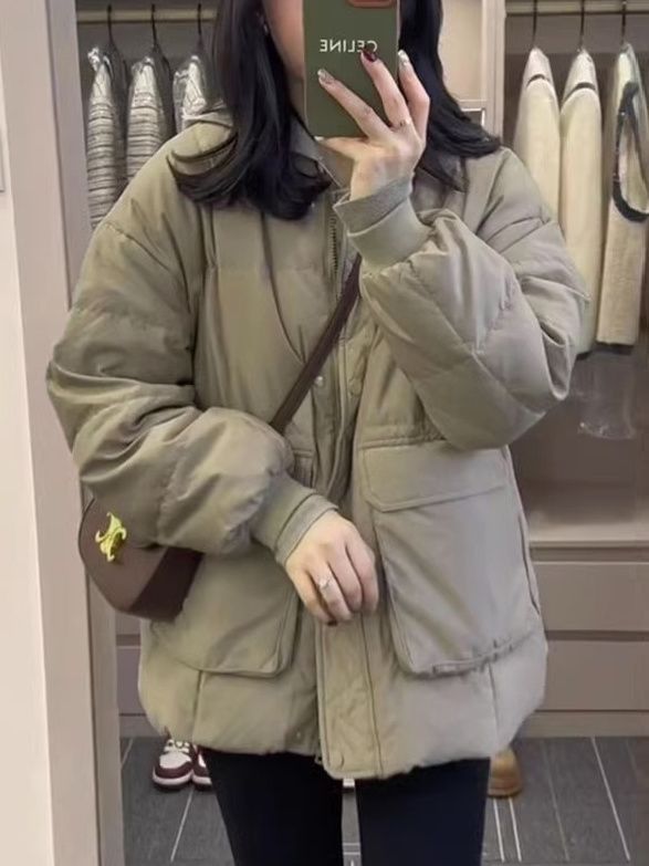 保暖羽绒羽绒服女秋冬季新款宽松大码休闲设计感加厚面包服羽绒服