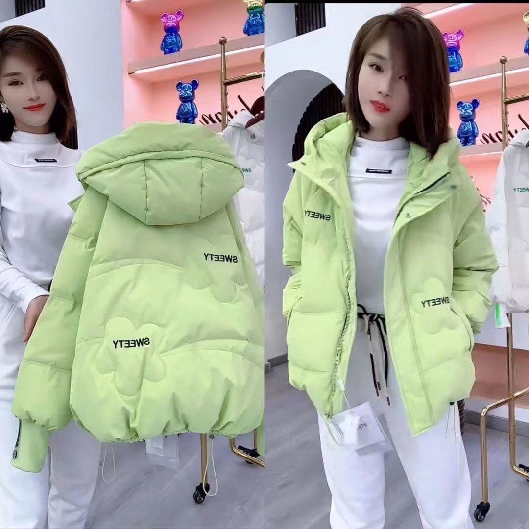 亮面免洗鲨鱼皮2023冬季新款韩版小个子羽绒服外套羽绒羽绒服女短