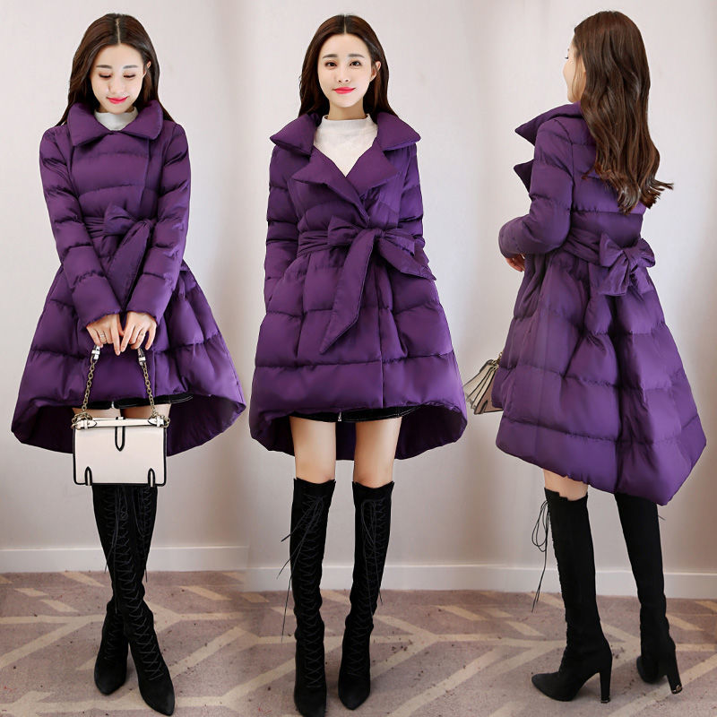 韩版加厚羽绒服女2020冬季新款小个子翻领羽绒服纯色百搭a字蓬蓬