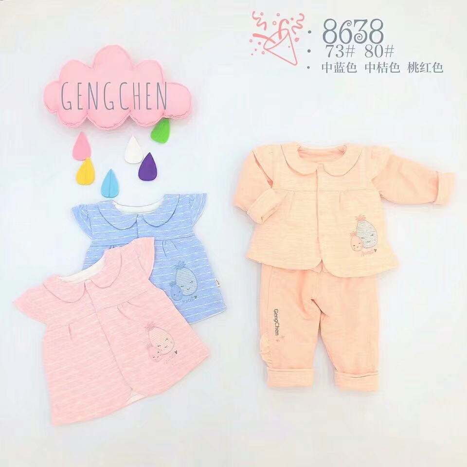 男女宝宝秋冬薄棉马甲三件套