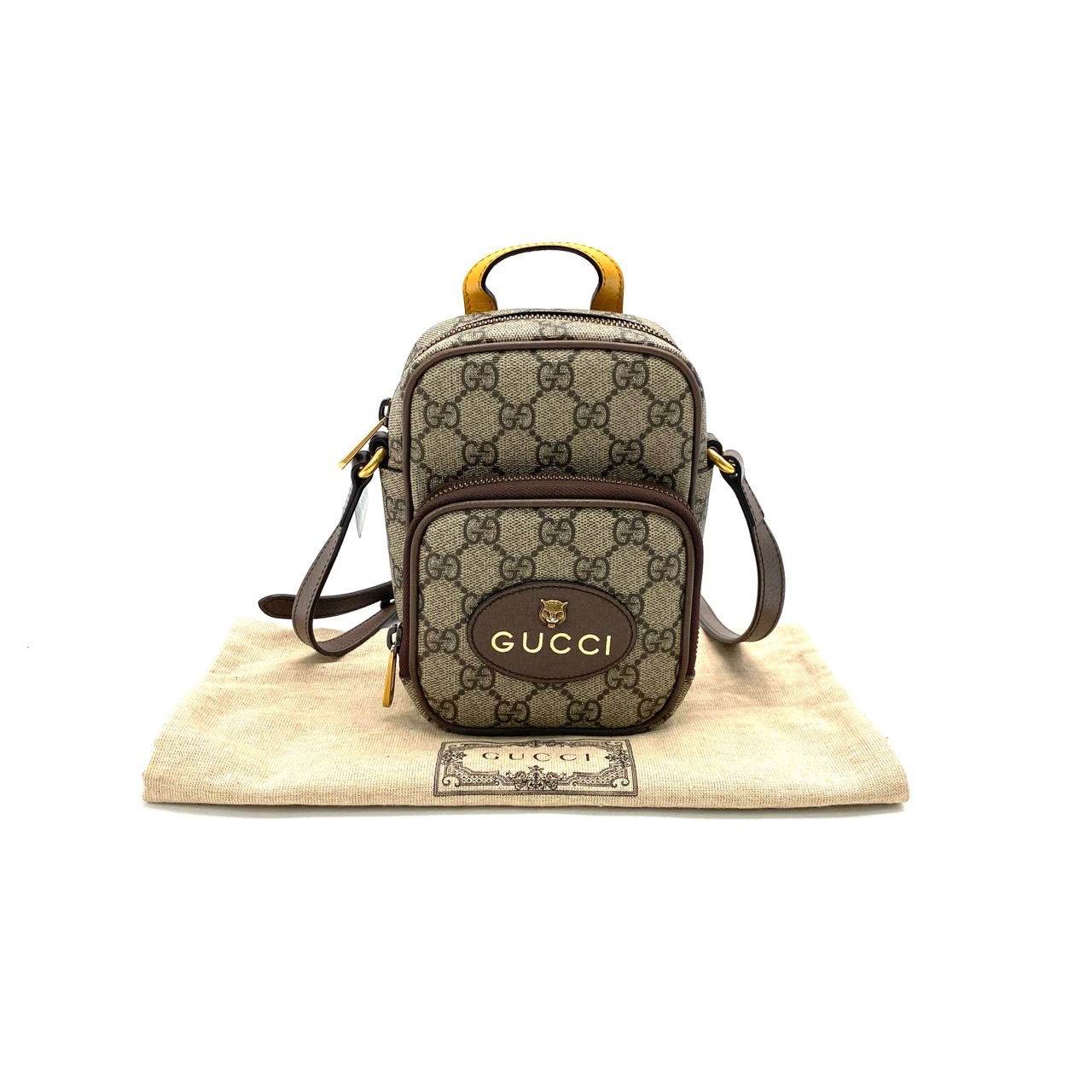 95新 GUCCI/古驰 老花虎头小号斜挎包 尺寸12/18