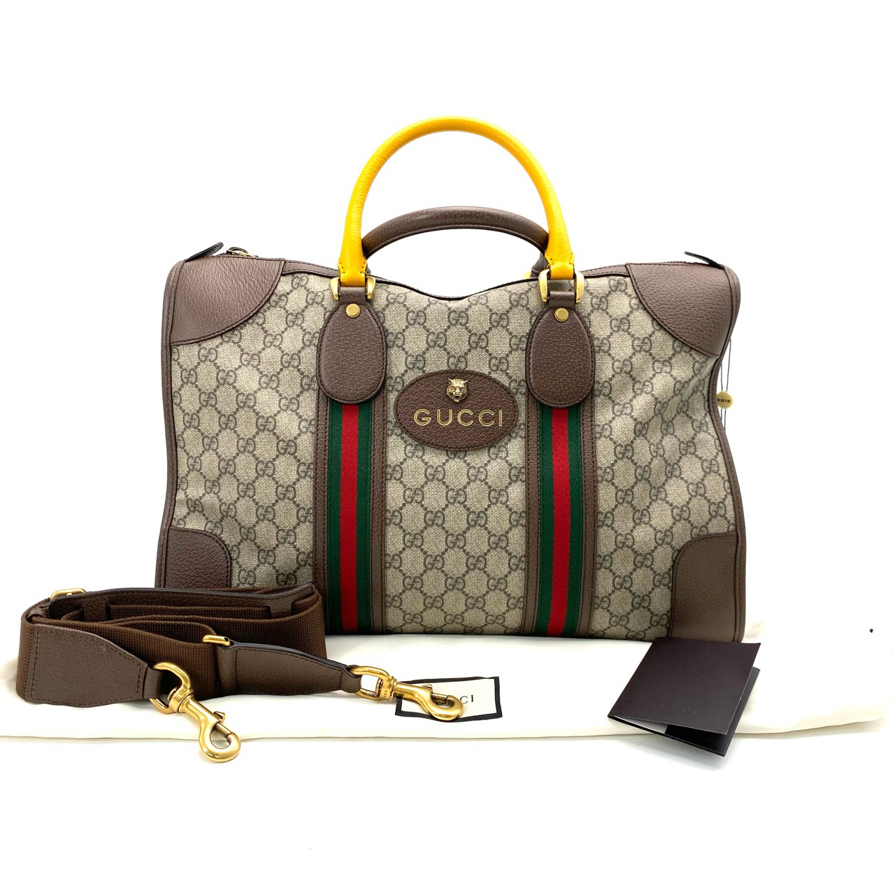 99新 GUCCI/古驰 经典老花虎头45旅行袋 尺寸45/27