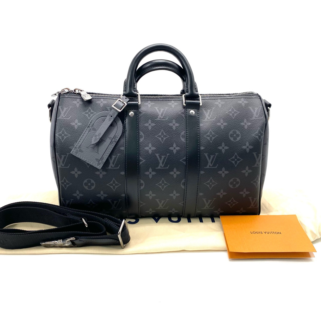 99新 LouisVuitton/路易威登 黑老花keepall35斜挎包 尺寸34/21