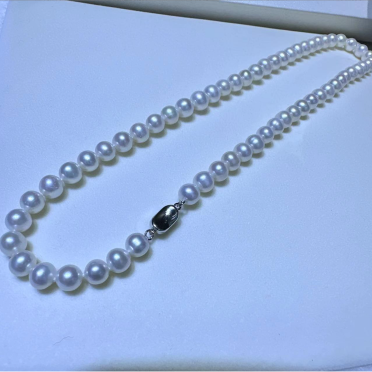 【无核珍珠】淡水珍珠/白珠无核珍珠项链/6-7MM/S925银