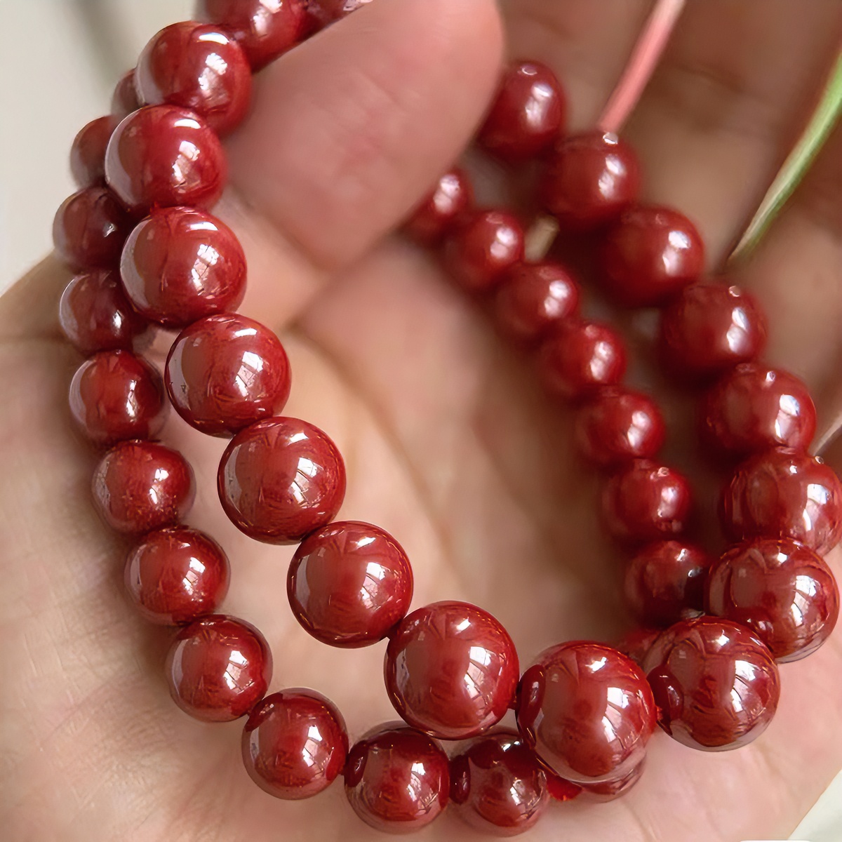含辰砂工艺品A天然辰砂天然朱砂手串高含量