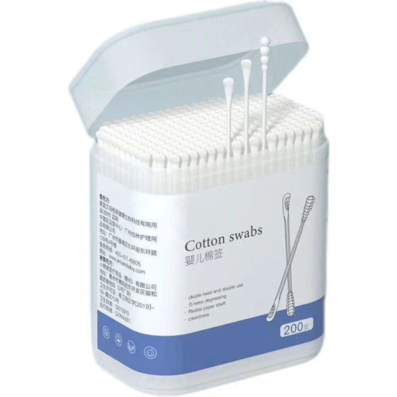 婴儿棉签耳勺二合一棉签棒新生儿消毒护理棉签螺旋头掏耳朵盒装