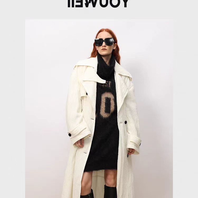 YOUWEI有尾女装含羊毛休闲长棉风衣女士上衣厚外套Y2723401