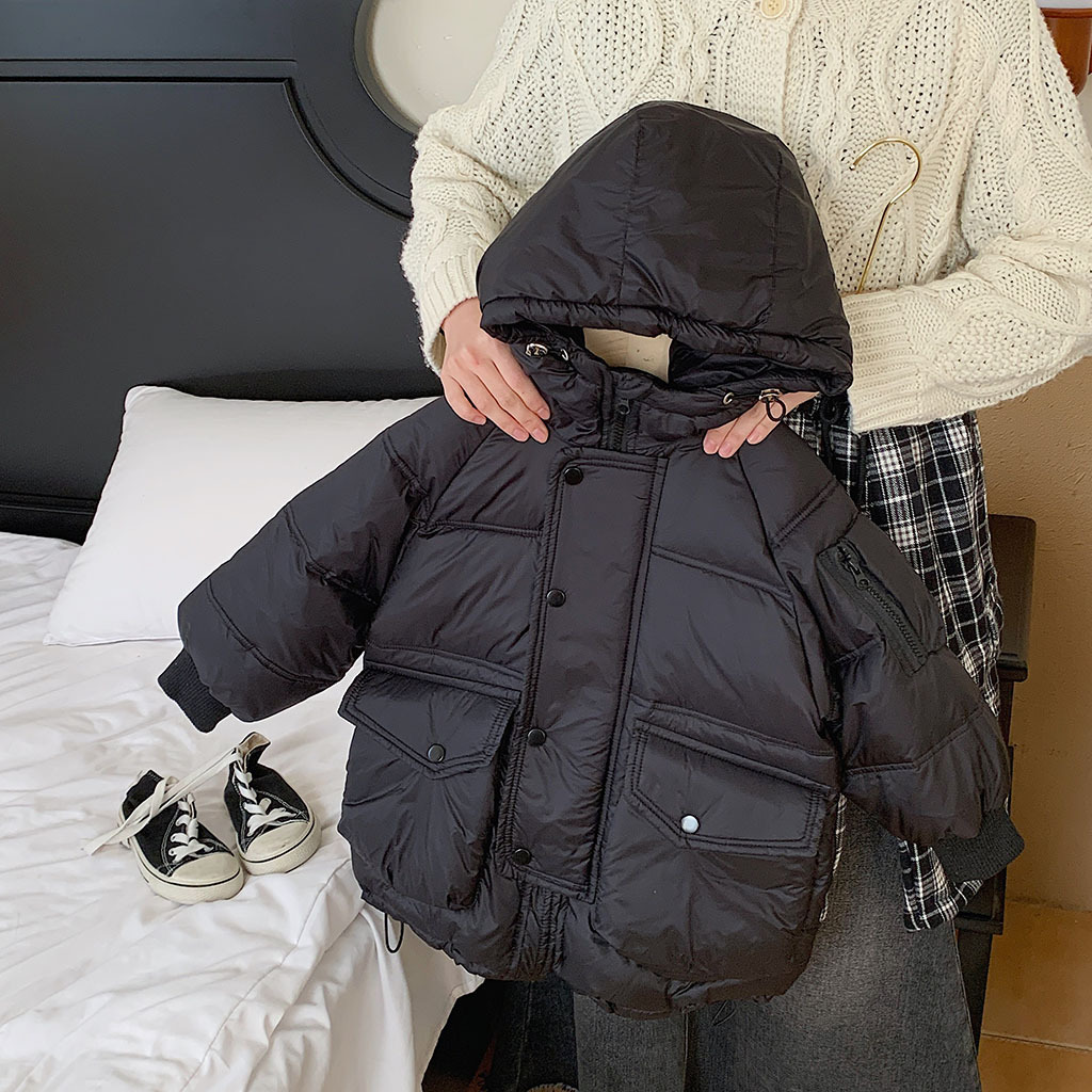 儿童冬季羽绒服2023新款童装男童韩版中长款加厚外套宝宝连帽上衣