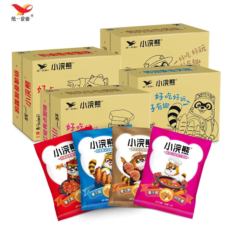 统一小浣熊怀旧销魂香辣蟹多口味混合素食方便面干吃面整箱30袋