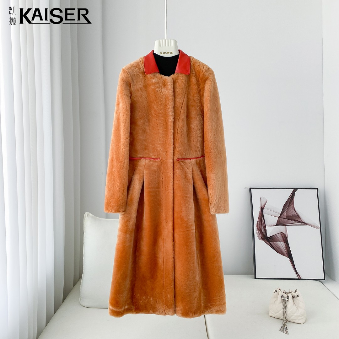 KAISER/凯撒7R2492秋冬冬季女士长款时尚皮毛一体气质皮草外套