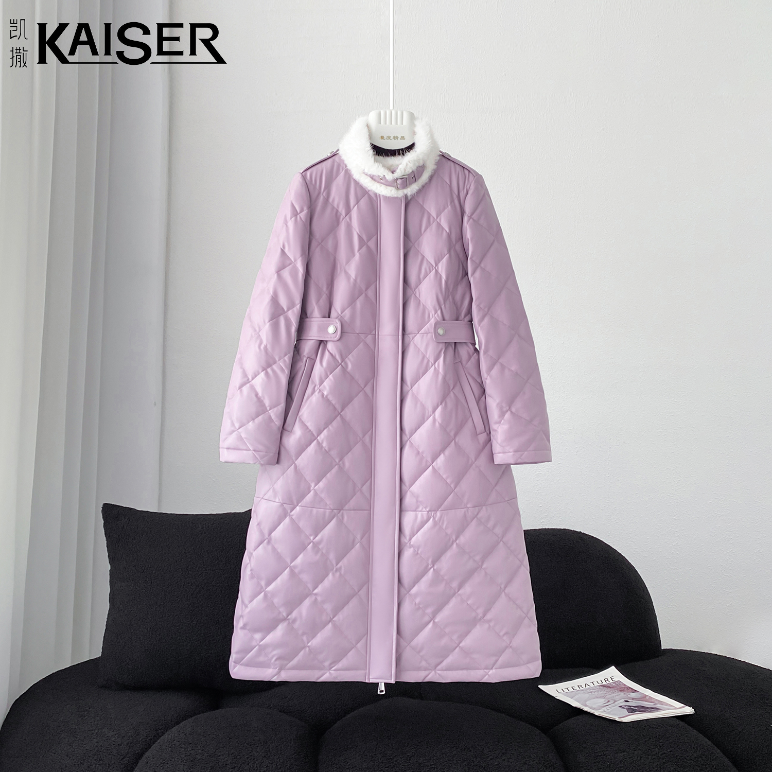 KAISER/凯撒4Y3083-1冬季新款时尚大气水貂毛领绵羊皮长款羽绒服