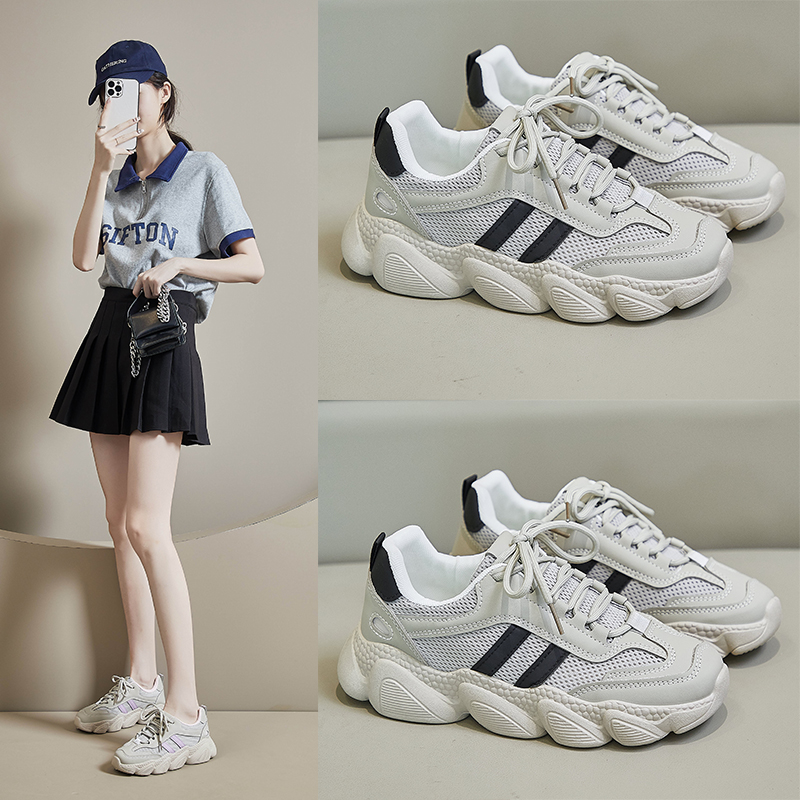 红蜻蜓牌2023秋季新款厚底老爹鞋女学生平底运动跑步休闲鞋百搭鞋