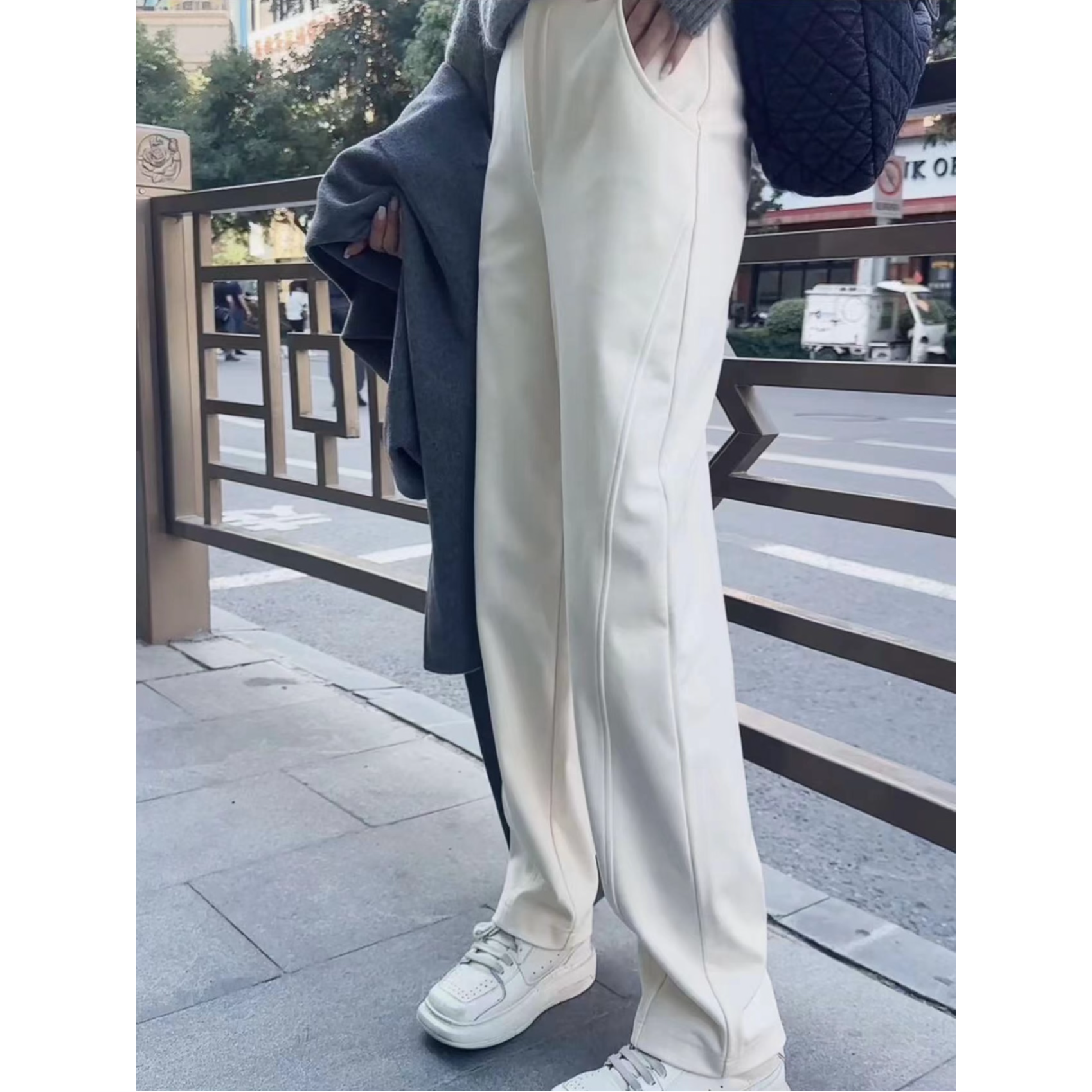 AMASS/阿玛施秋冬新款直筒休闲裤女高腰宽松舒适时尚百搭 5100529