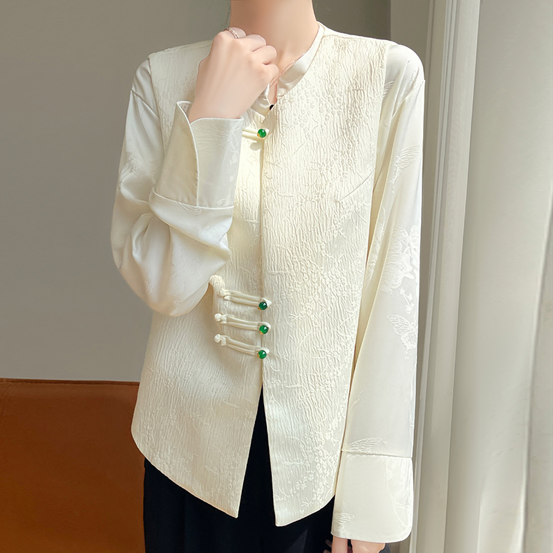 秋季新款无袖中式立领梅花暗纹马甲复古盘扣缎面马甲外套女8206