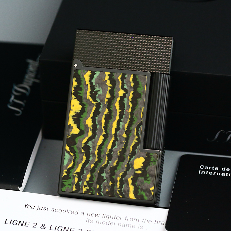 未使用Dupont充气打火机碳纤维黄绿有毒风暴cling时尚高档款男士
