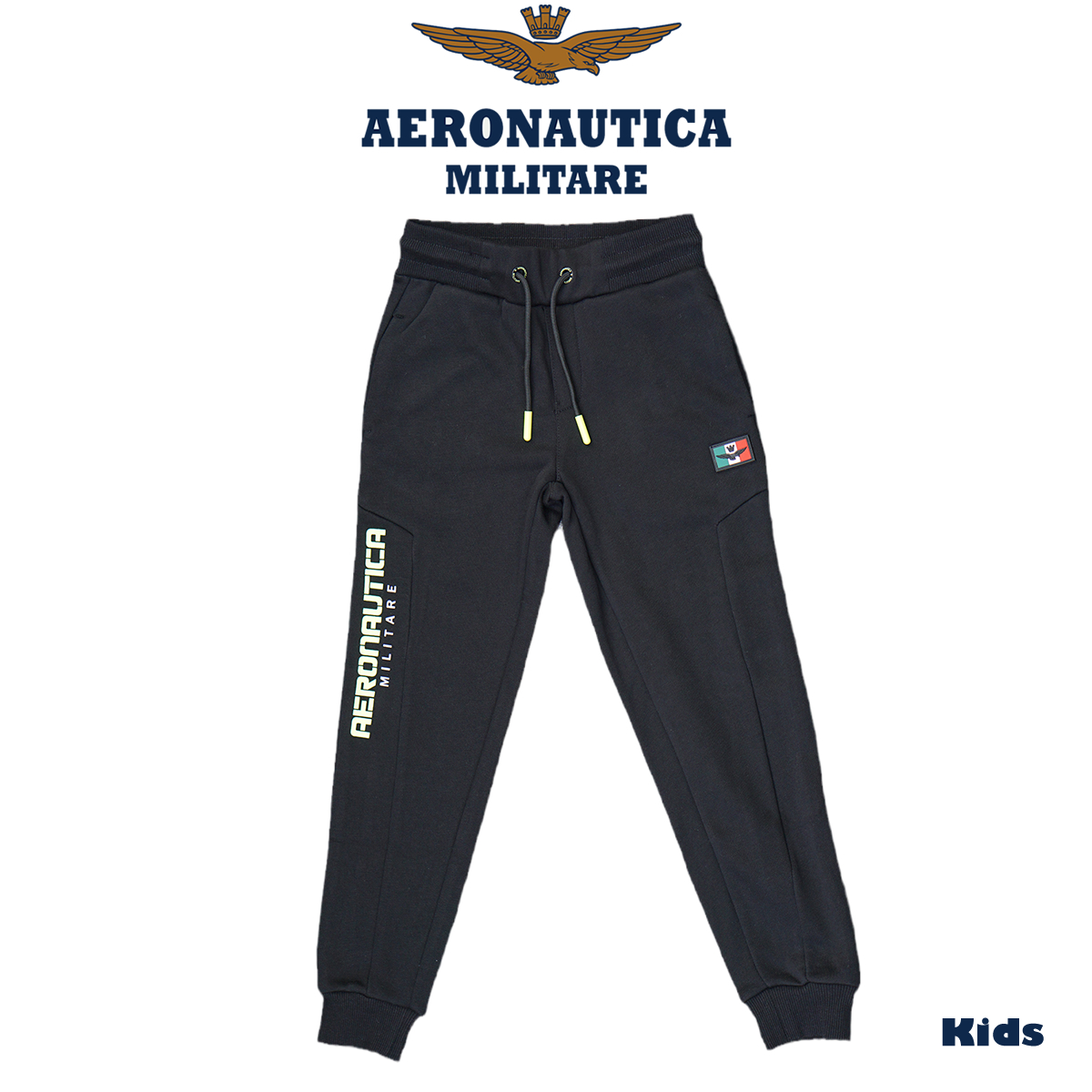 意大利空军童装春秋毛圈刺绣长裤男女童经典时尚百搭运动裤
