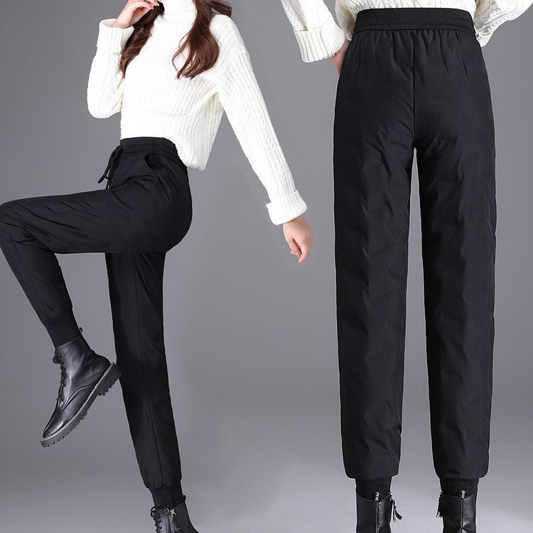 羽绒裤男女同款外穿时尚白鸭绒高腰运动裤冬防水新款加厚裤子