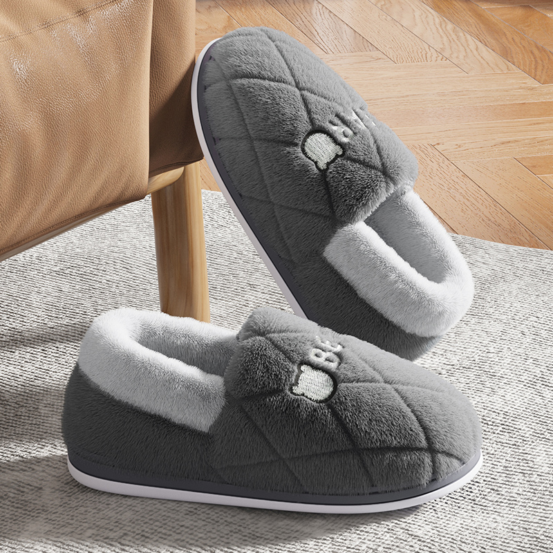 包跟棉拖鞋男款冬季2023新款室内厚底防滑保暖毛毛绒拖鞋男士外穿