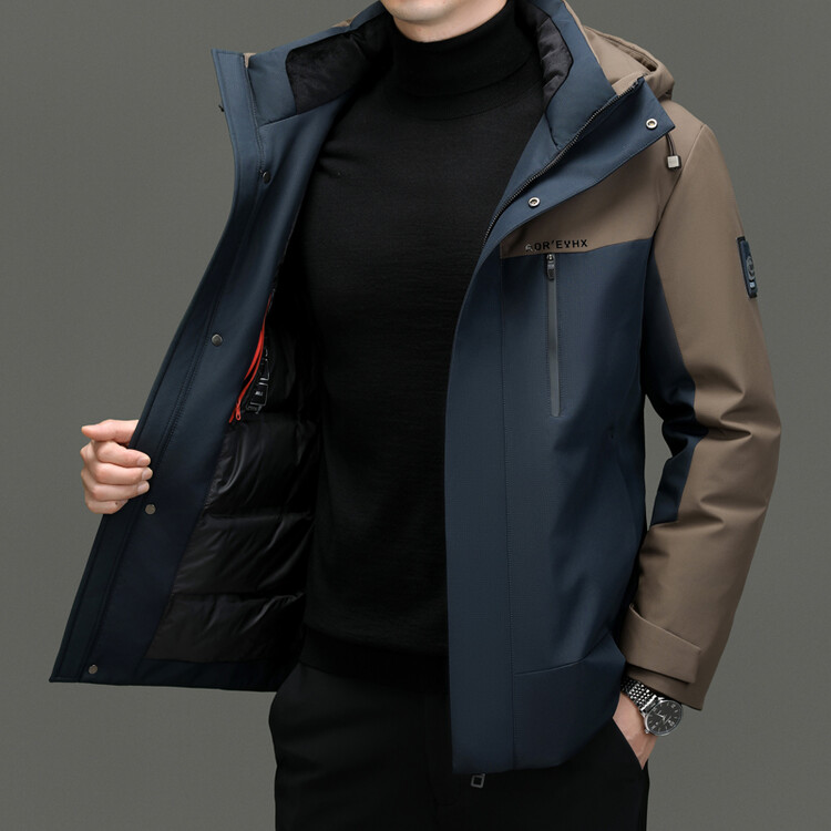 波司登羽绒服连帽款男士中老年时尚休闲加绒加厚保暖男款户外中年