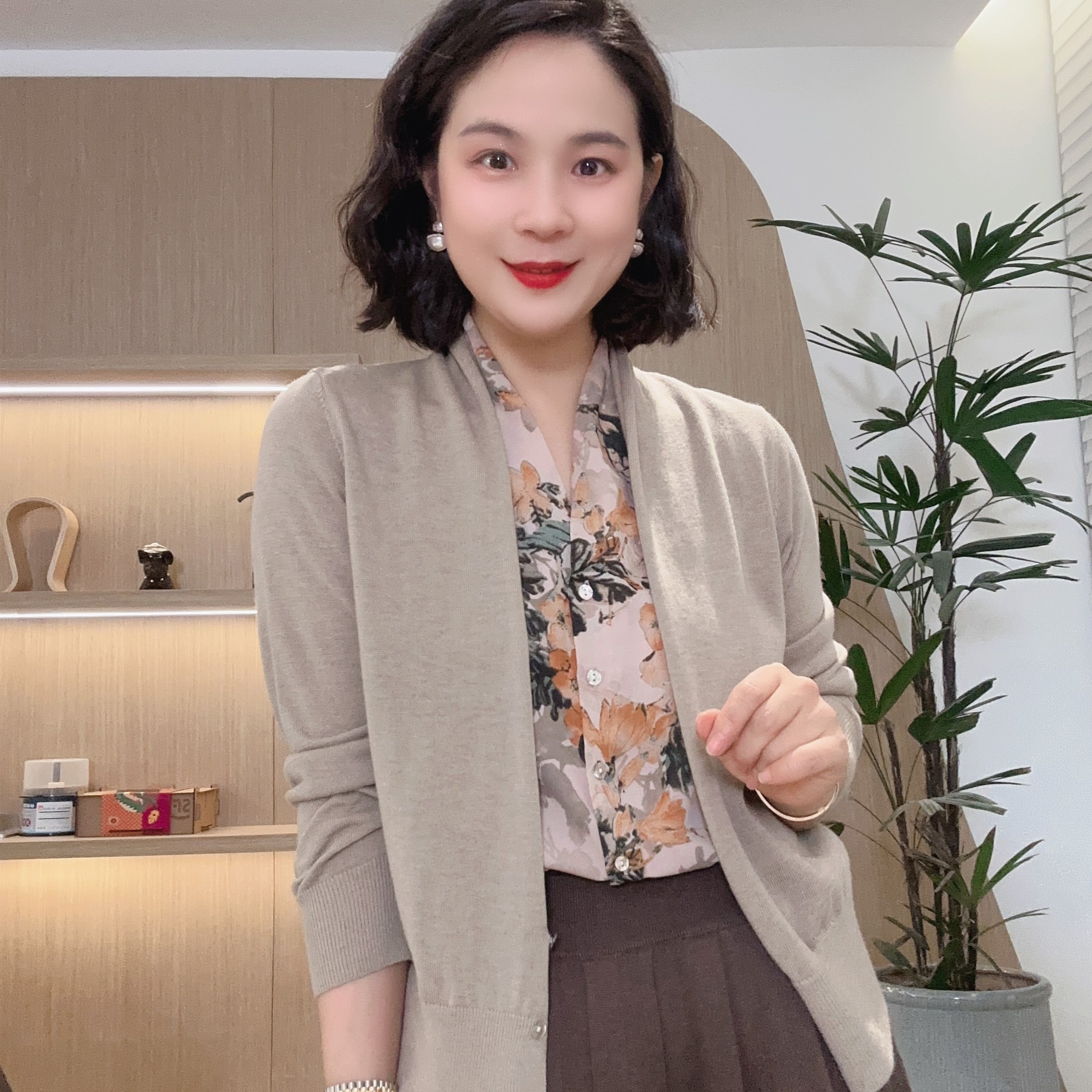 LVMU/吕木【水墨画贵妃领】早秋假二件针织开衫百搭时尚轻奢#DQ6387