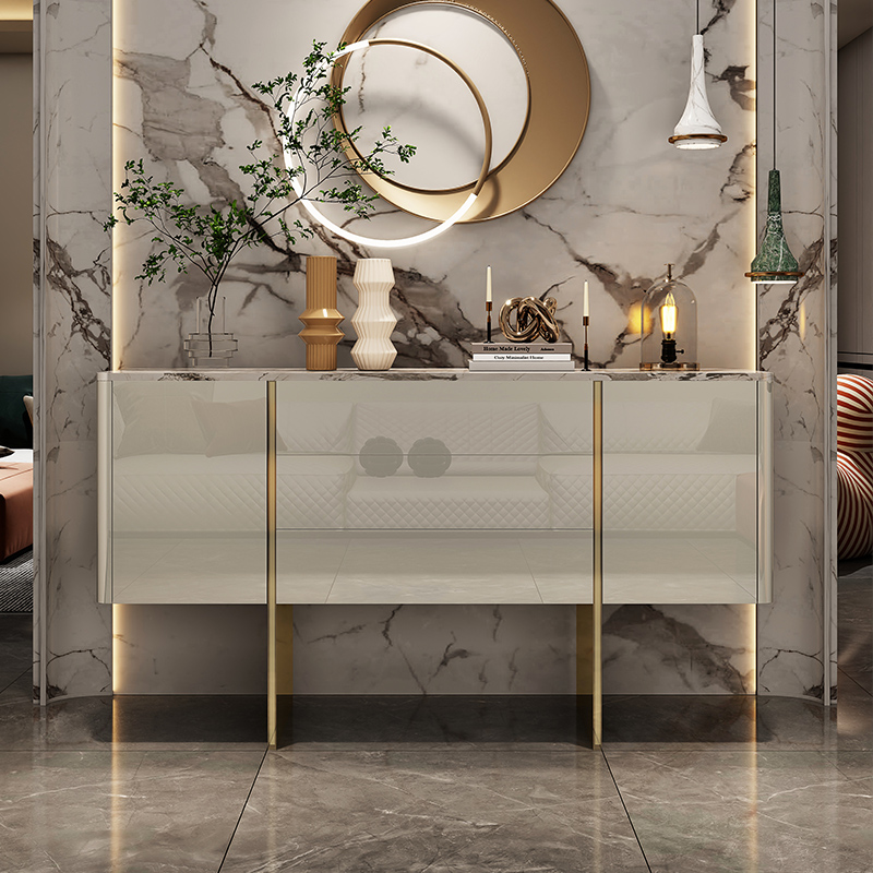 意式轻奢餐柜现代简约入户玄关柜烤漆茶水柜客厅边柜卧室床尾柜