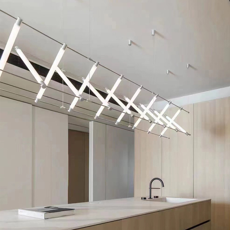 蔡列超极简餐厅吧台长条组合马扎灯酒店大堂办公室咖啡厅前台吊灯