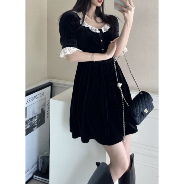 谬谬/丝绒/连衣裙/95新/市场价16100/z0724