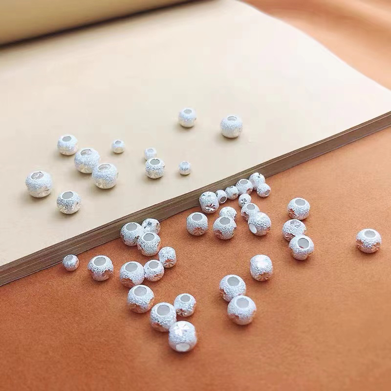 足银银制品 足银磨砂星光转运珠手工亮面锤纹古法精美素款精致