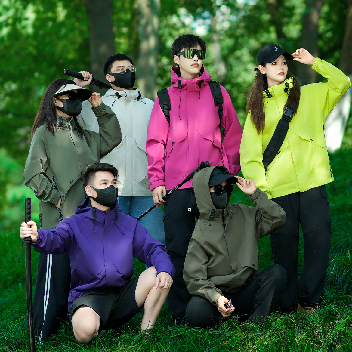 外套户外情侣服装时尚上衣长袖连帽91017