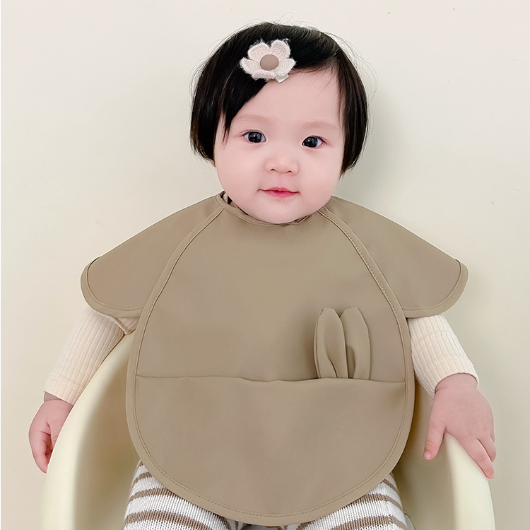 宝宝用品婴儿韩版ins吃饭兜口水兜立体a类PU宽边围嘴防水防脏围兜